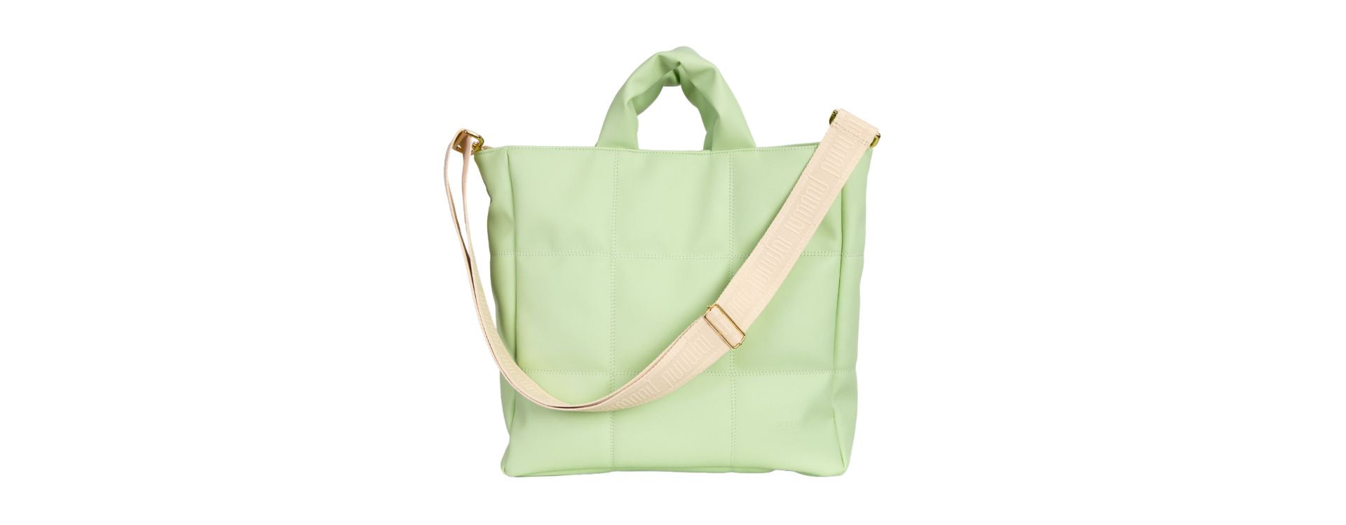 Sustainable quilted bag Linn in pistachio green with shoulder strap